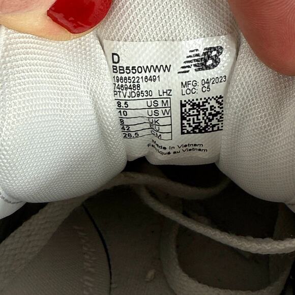 New Balance 550 Athletic Shoes Women's 10 Triple White Leather Low Top Sneakers - Picture 10 of 10